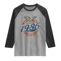 40th Birthday Beer Lover Vintage 1986 Limited Edition Raglan Shirt Bald Eagle