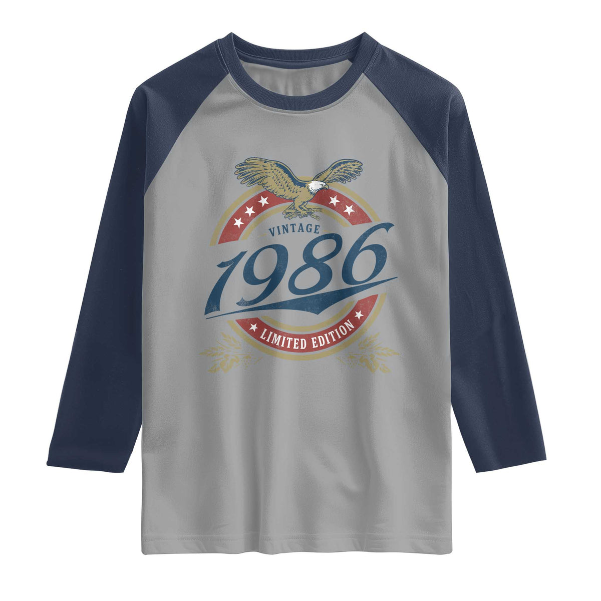 40th Birthday Beer Lover Vintage 1986 Limited Edition Raglan Shirt Bald Eagle