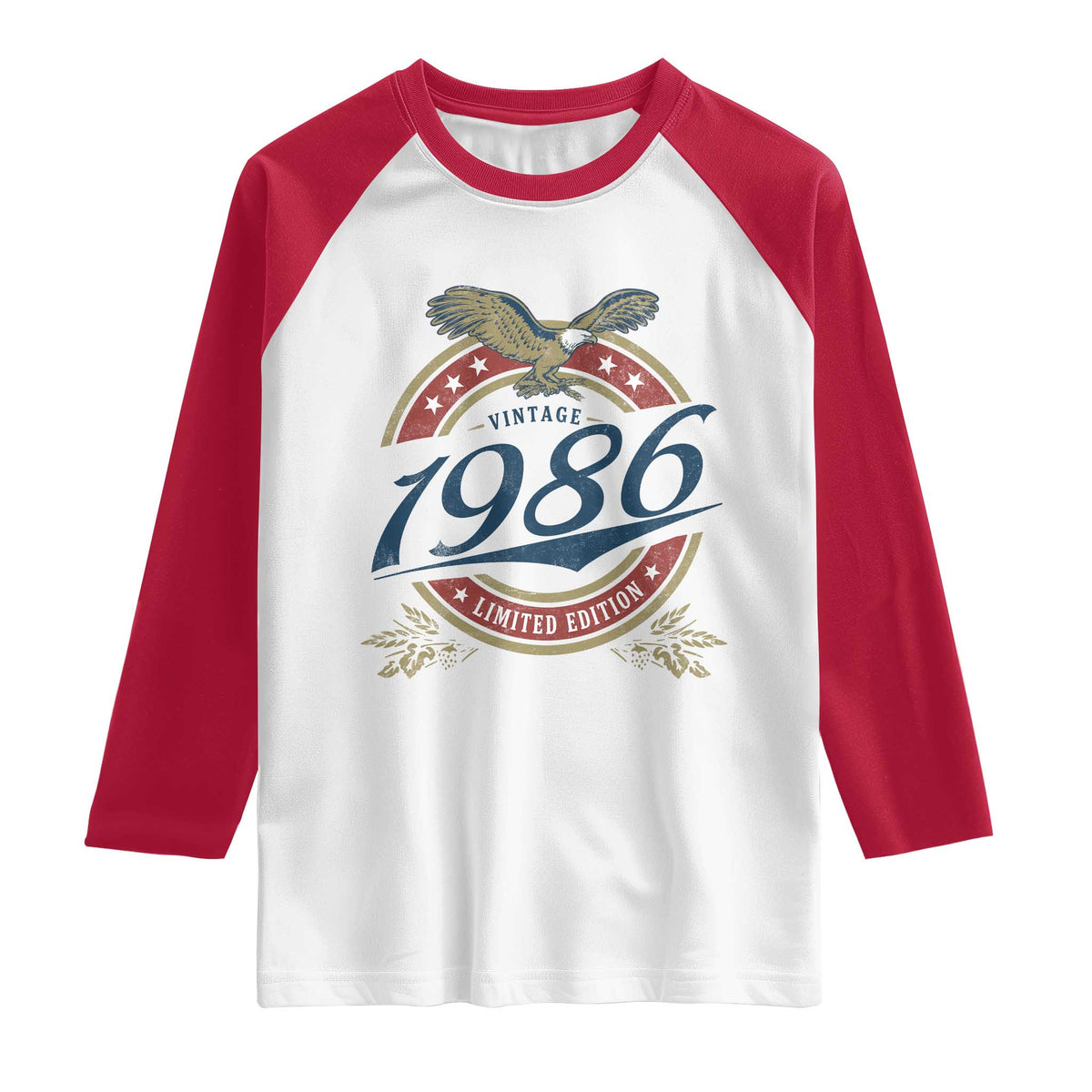 40th Birthday Beer Lover Vintage 1986 Limited Edition Raglan Shirt Bald Eagle