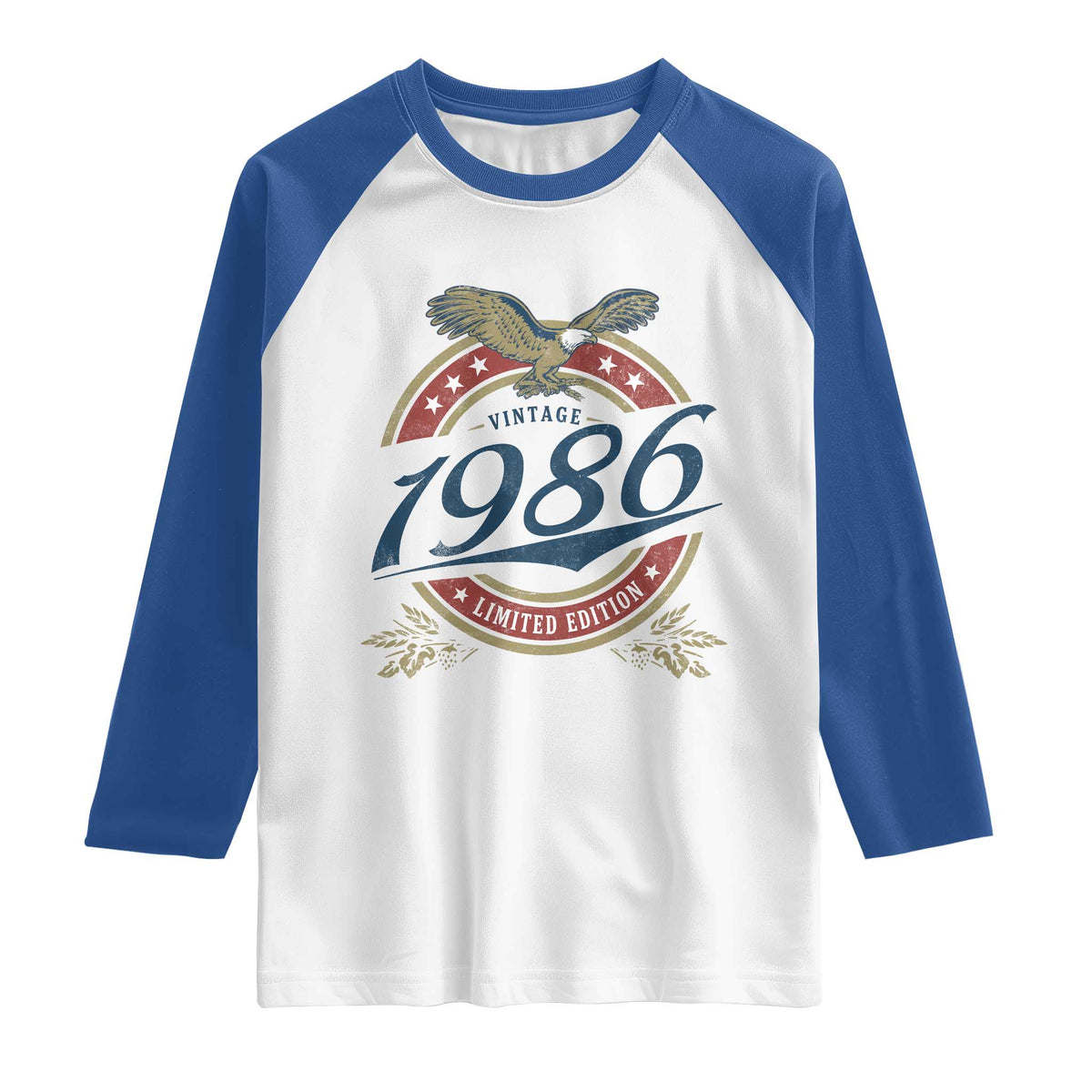 40th Birthday Beer Lover Vintage 1986 Limited Edition Raglan Shirt Bald Eagle