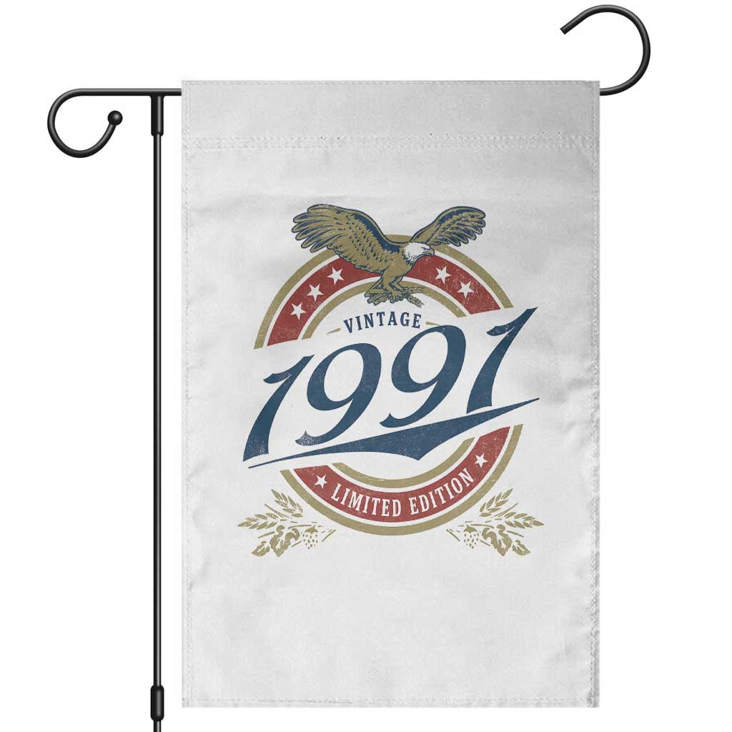 35th Birthday Beer Lover Vintage 1991 Limited Edition Garden Flag Bald Eagle