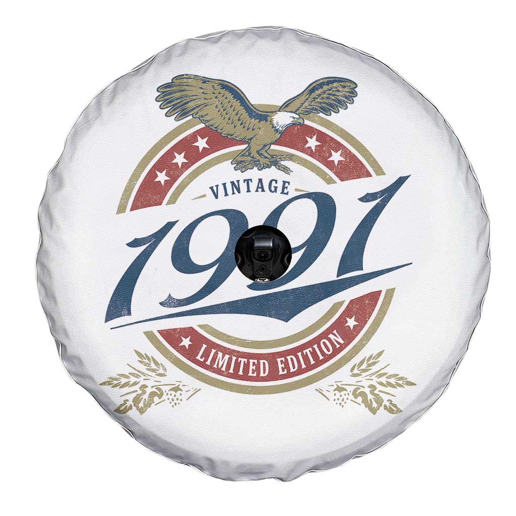 35th Birthday Beer Lover Vintage 1991 Limited Edition Spare Tire Cover Bald Eagle