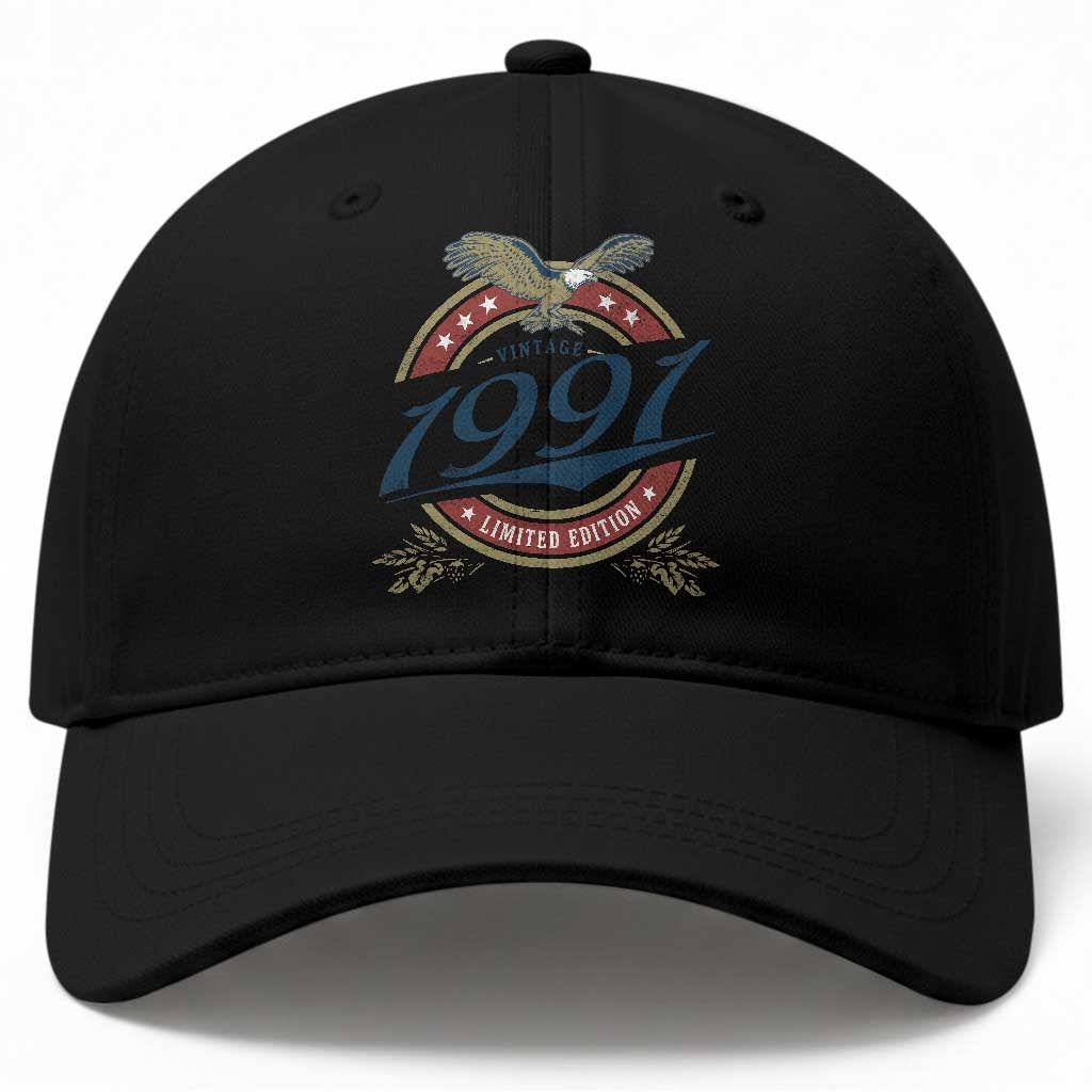 35th Birthday Beer Lover Vintage 1991 Limited Edition Baseball Cap Bald Eagle
