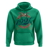 35th Birthday Beer Lover Vintage 1991 Limited Edition Hoodie Bald Eagle
