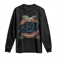 35th Birthday Beer Lover Vintage 1991 Limited Edition Long Sleeve Shirt Bald Eagle