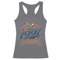 35th Birthday Beer Lover Vintage 1991 Limited Edition Racerback Tank Top Bald Eagle