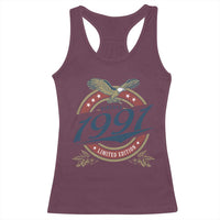 35th Birthday Beer Lover Vintage 1991 Limited Edition Racerback Tank Top Bald Eagle