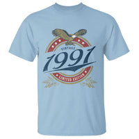 35th Birthday Beer Lover Vintage 1991 Limited Edition T Shirt Bald Eagle