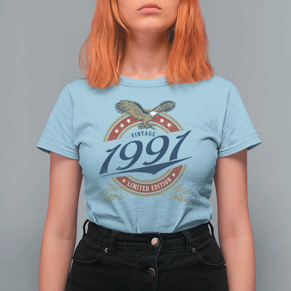 35th Birthday Beer Lover Vintage 1991 Limited Edition T Shirt For Women Bald Eagle