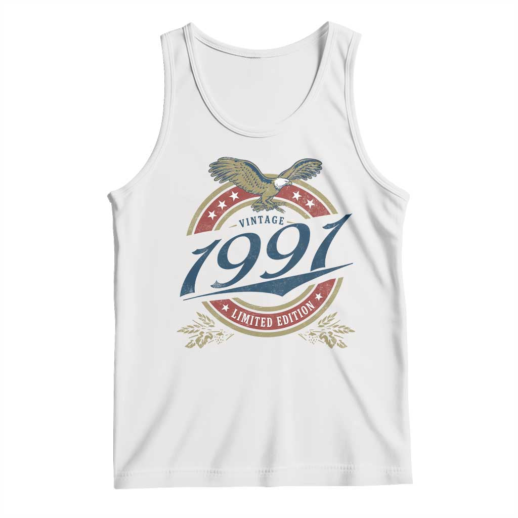 35th Birthday Beer Lover Vintage 1991 Limited Edition Tank Top Bald Eagle
