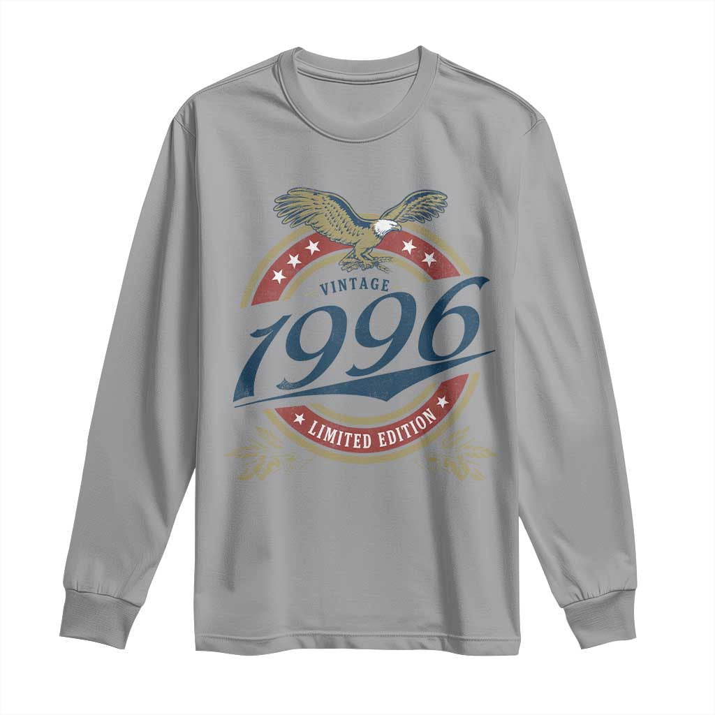 30th Birthday Beer Lover Vintage 1996 Limited Edition Long Sleeve Shirt Bald Eagle