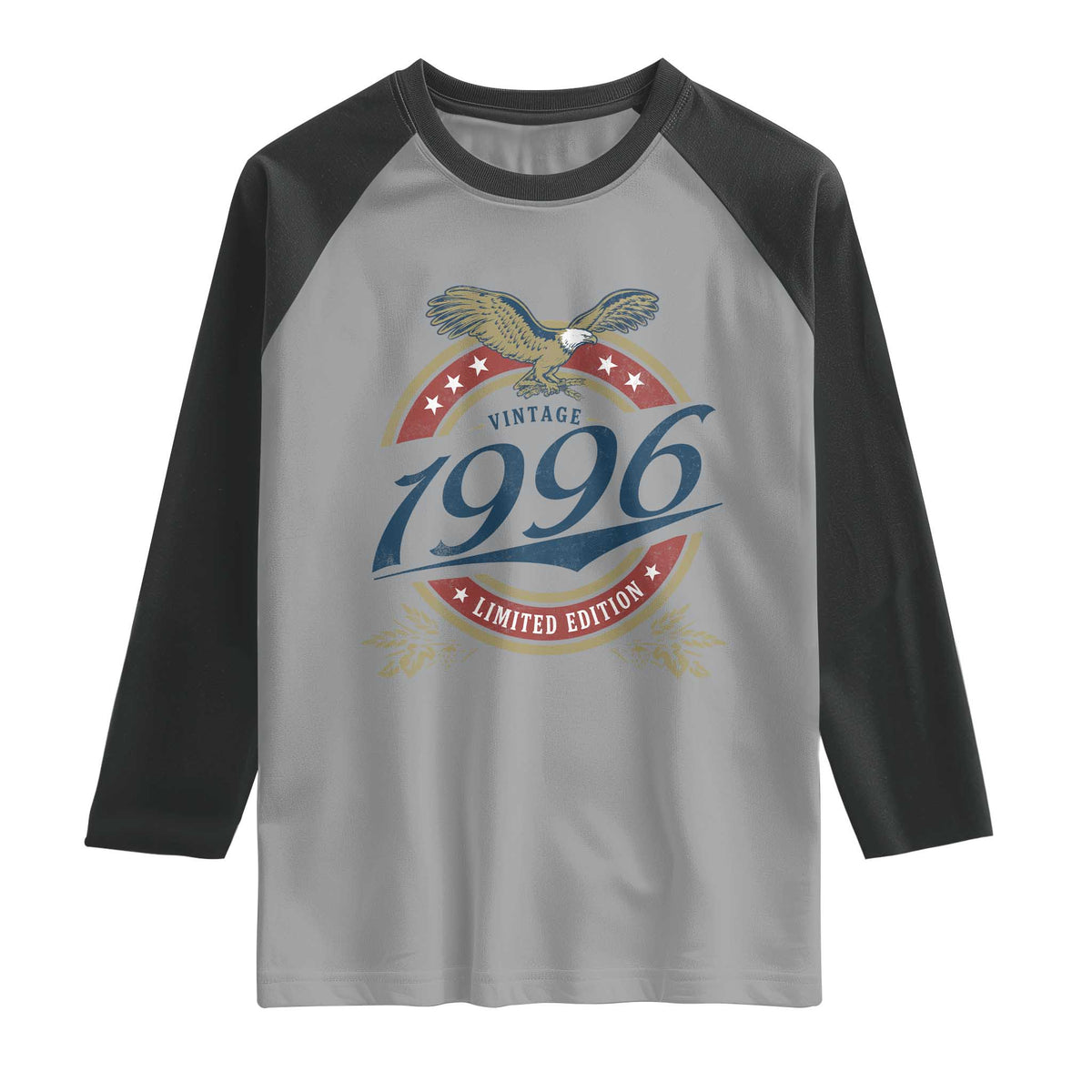 30th Birthday Beer Lover Vintage 1996 Limited Edition Raglan Shirt Bald Eagle