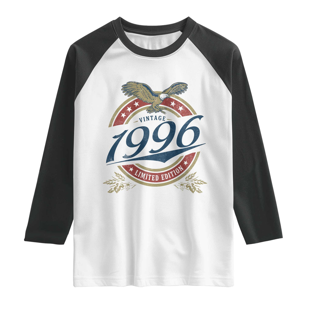 30th Birthday Beer Lover Vintage 1996 Limited Edition Raglan Shirt Bald Eagle