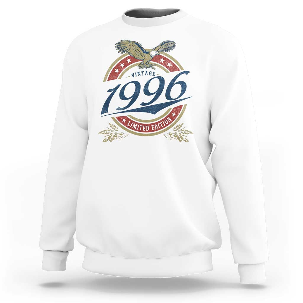 30th Birthday Beer Lover Vintage 1996 Limited Edition Sweatshirt Bald Eagle