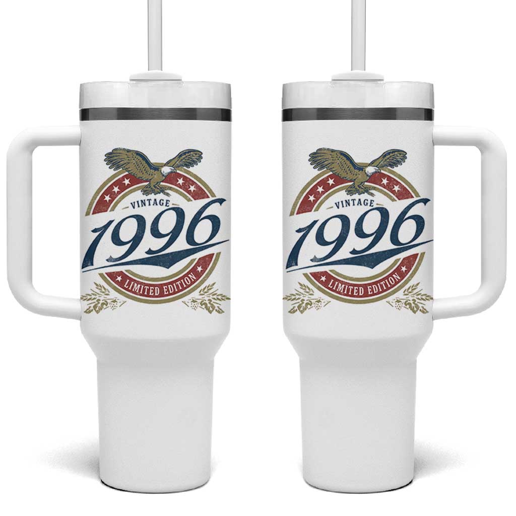 30th Birthday Beer Lover Vintage 1996 Limited Edition Tumbler With Handle Bald Eagle