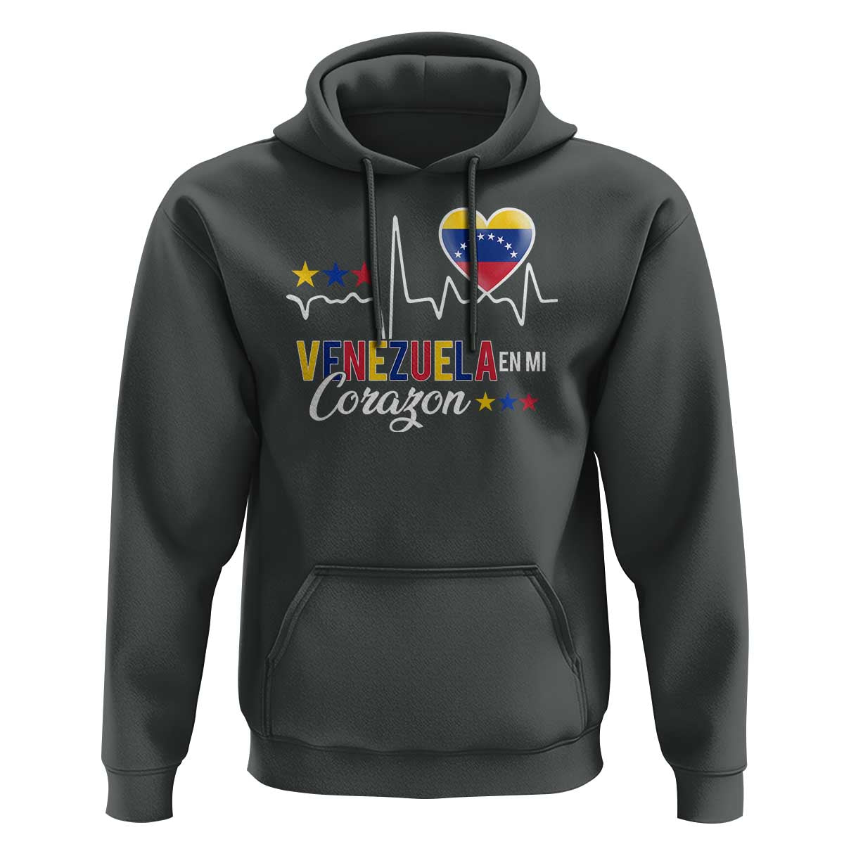 Venezuelan Pride Hoodie Venezuela En Mi Corazon Heartbeat Flag Star - Wonder Print Shop