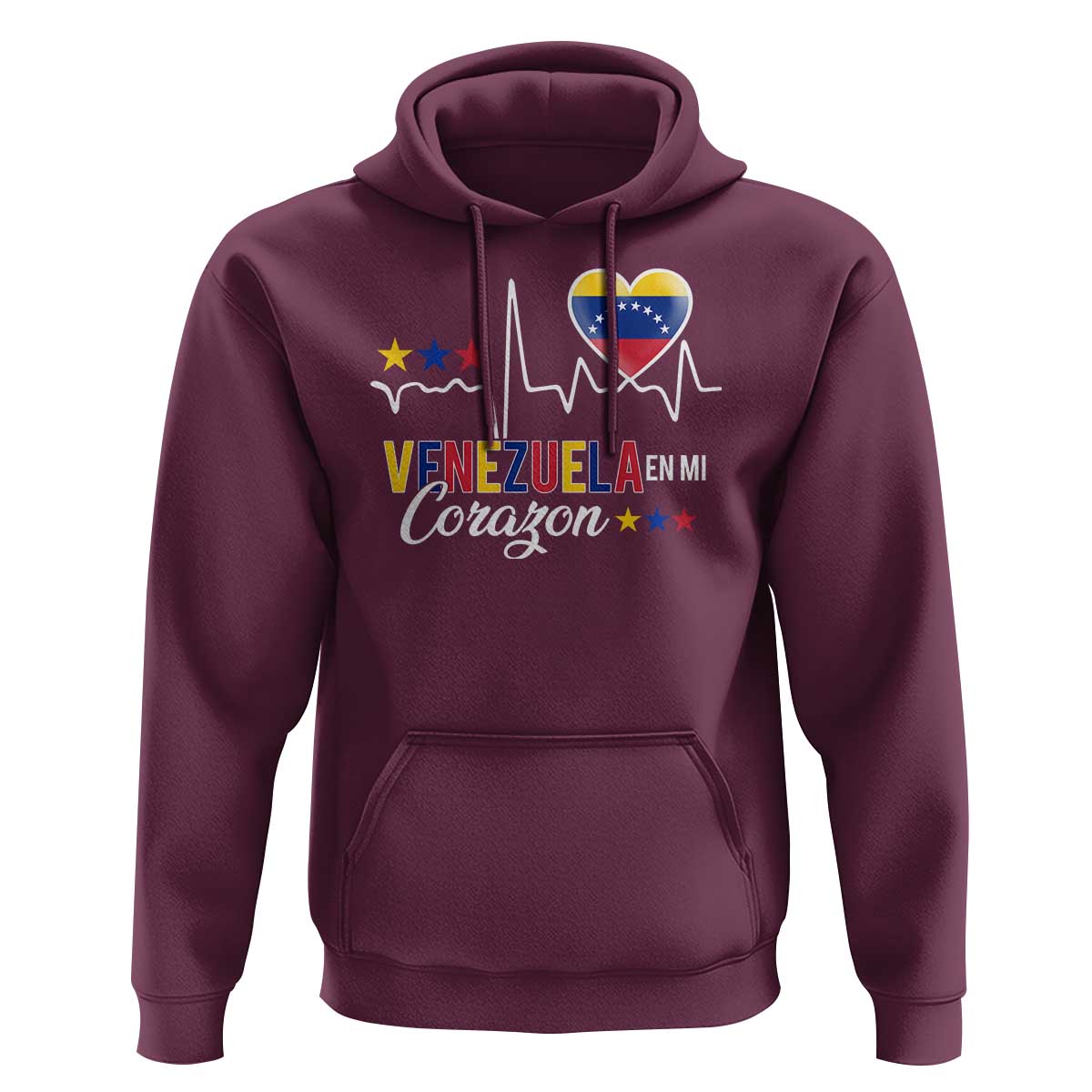 Venezuelan Pride Hoodie Venezuela En Mi Corazon Heartbeat Flag Star - Wonder Print Shop