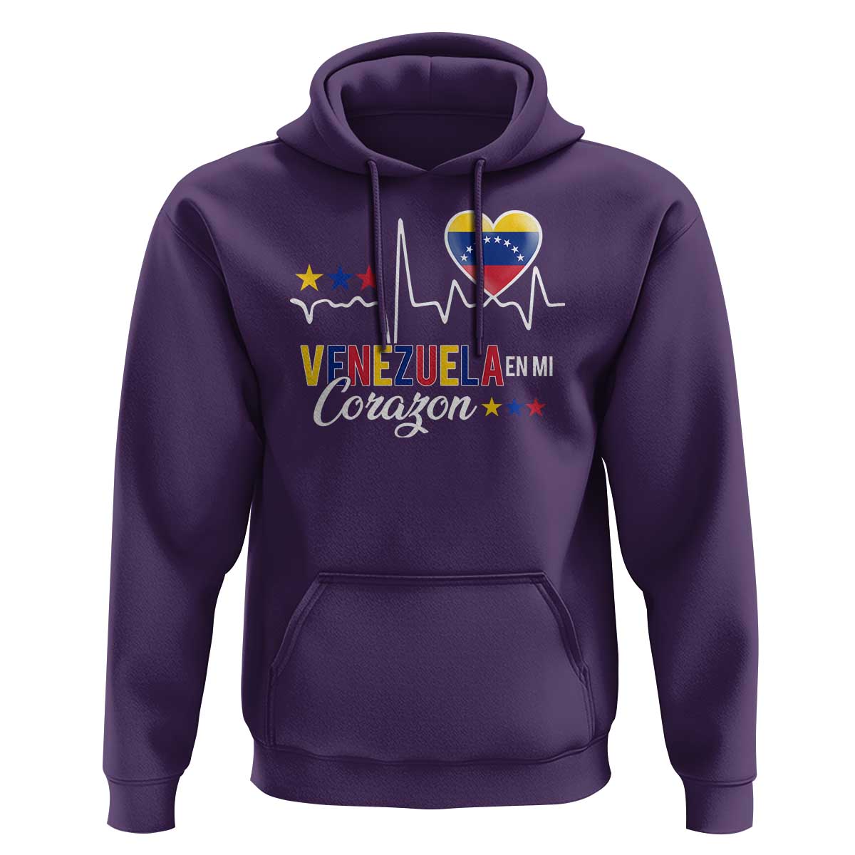 Venezuelan Pride Hoodie Venezuela En Mi Corazon Heartbeat Flag Star - Wonder Print Shop