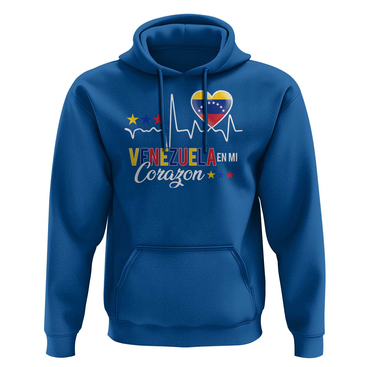 Venezuelan Pride Hoodie Venezuela En Mi Corazon Heartbeat Flag Star - Wonder Print Shop