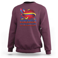 Venezuelan Pride Sweatshirt Venezuela En Mi Corazon Heart Flag Bird - Wonder Print Shop