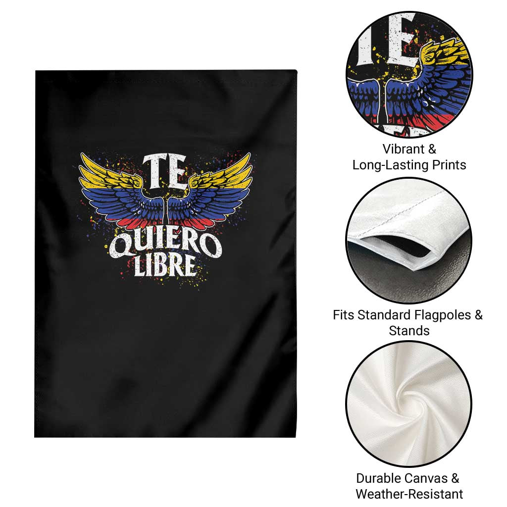 Venezuelan Pride Garden Flag Te Quiero Libre Venezuela Flag Wings - Wonder Print Shop