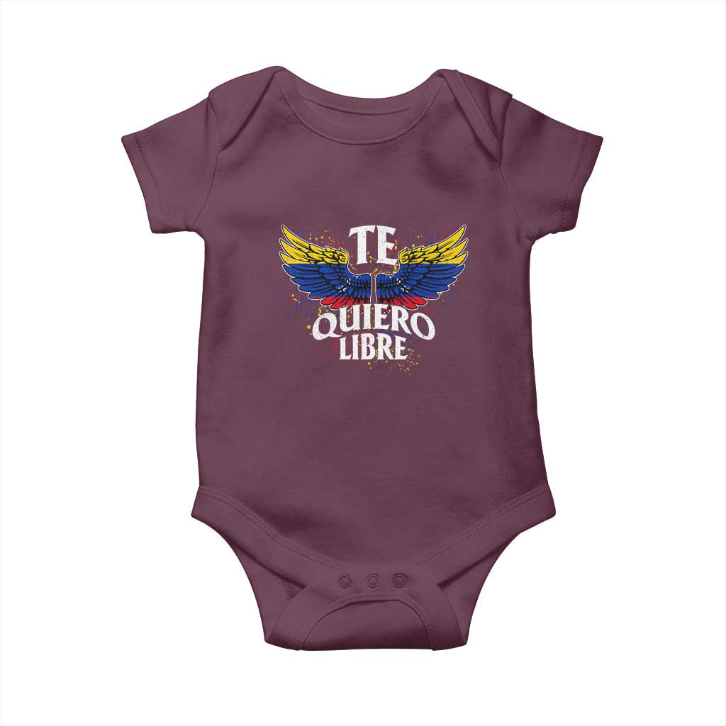 Venezuelan Pride Baby Onesie Te Quiero Libre Venezuela Flag Wings - Wonder Print Shop