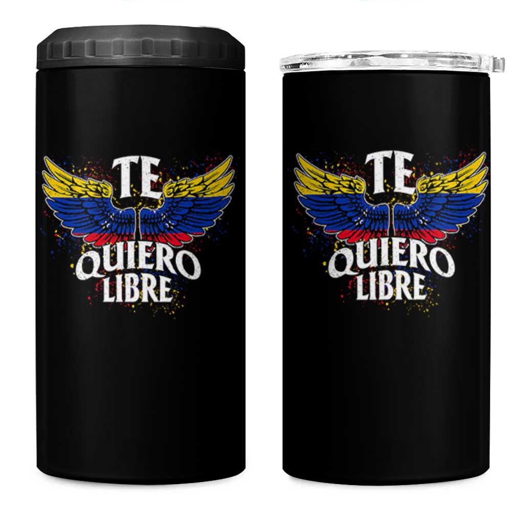Venezuelan Pride 4 in 1 Can Cooler Tumbler Te Quiero Libre Venezuela Flag Wings - Wonder Print Shop