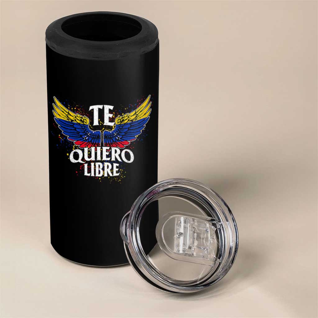 Venezuelan Pride 4 in 1 Can Cooler Tumbler Te Quiero Libre Venezuela Flag Wings - Wonder Print Shop