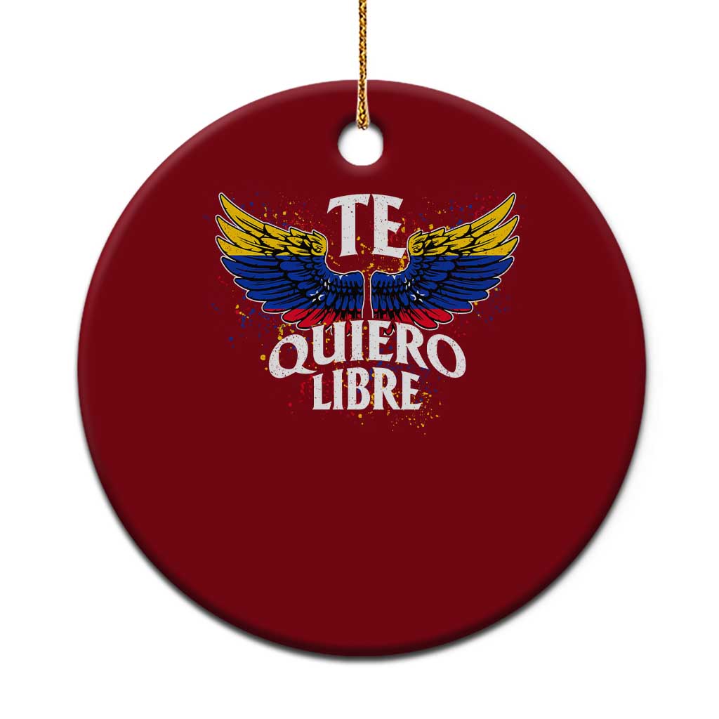 Venezuelan Pride Ceramic Ornament Te Quiero Libre Venezuela Flag Wings - Wonder Print Shop