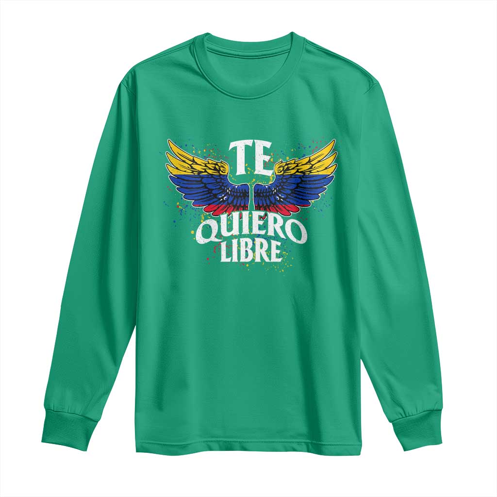 Venezuelan Pride Long Sleeve Shirt Te Quiero Libre Venezuela Flag Wings - Wonder Print Shop