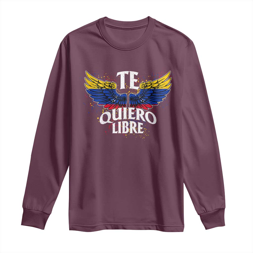 Venezuelan Pride Long Sleeve Shirt Te Quiero Libre Venezuela Flag Wings - Wonder Print Shop