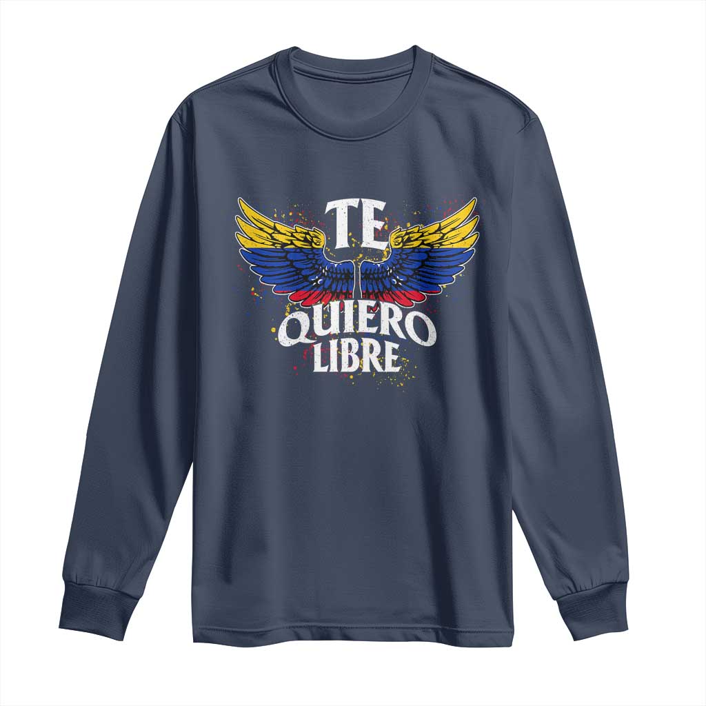 Venezuelan Pride Long Sleeve Shirt Te Quiero Libre Venezuela Flag Wings - Wonder Print Shop