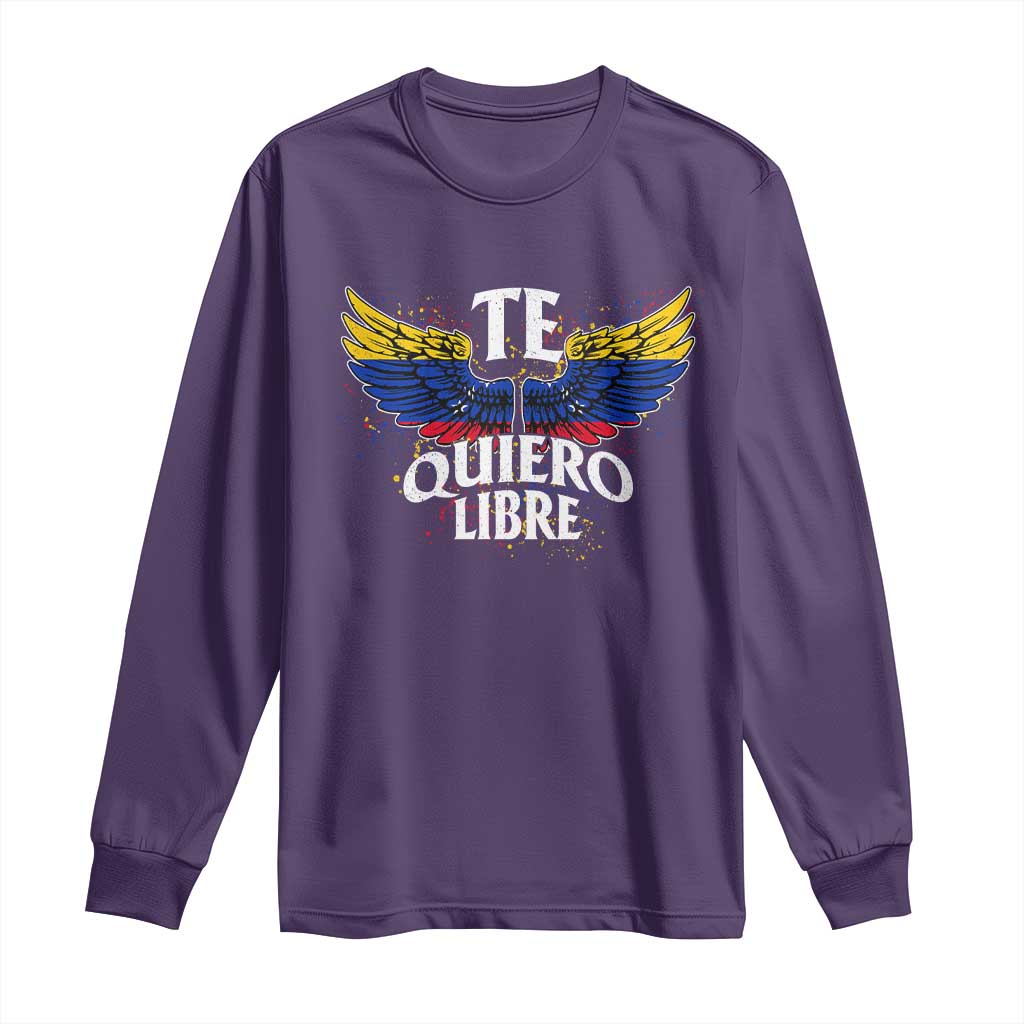 Venezuelan Pride Long Sleeve Shirt Te Quiero Libre Venezuela Flag Wings - Wonder Print Shop
