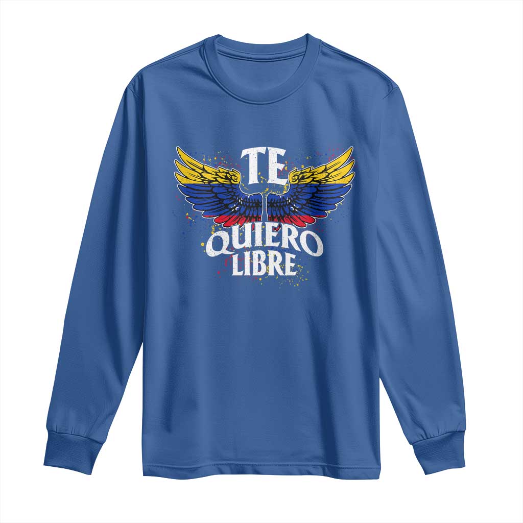 Venezuelan Pride Long Sleeve Shirt Te Quiero Libre Venezuela Flag Wings - Wonder Print Shop