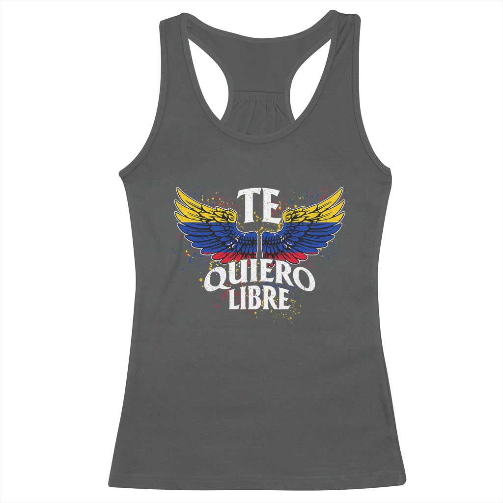 Venezuelan Pride Racerback Tank Top Te Quiero Libre Venezuela Flag Wings - Wonder Print Shop