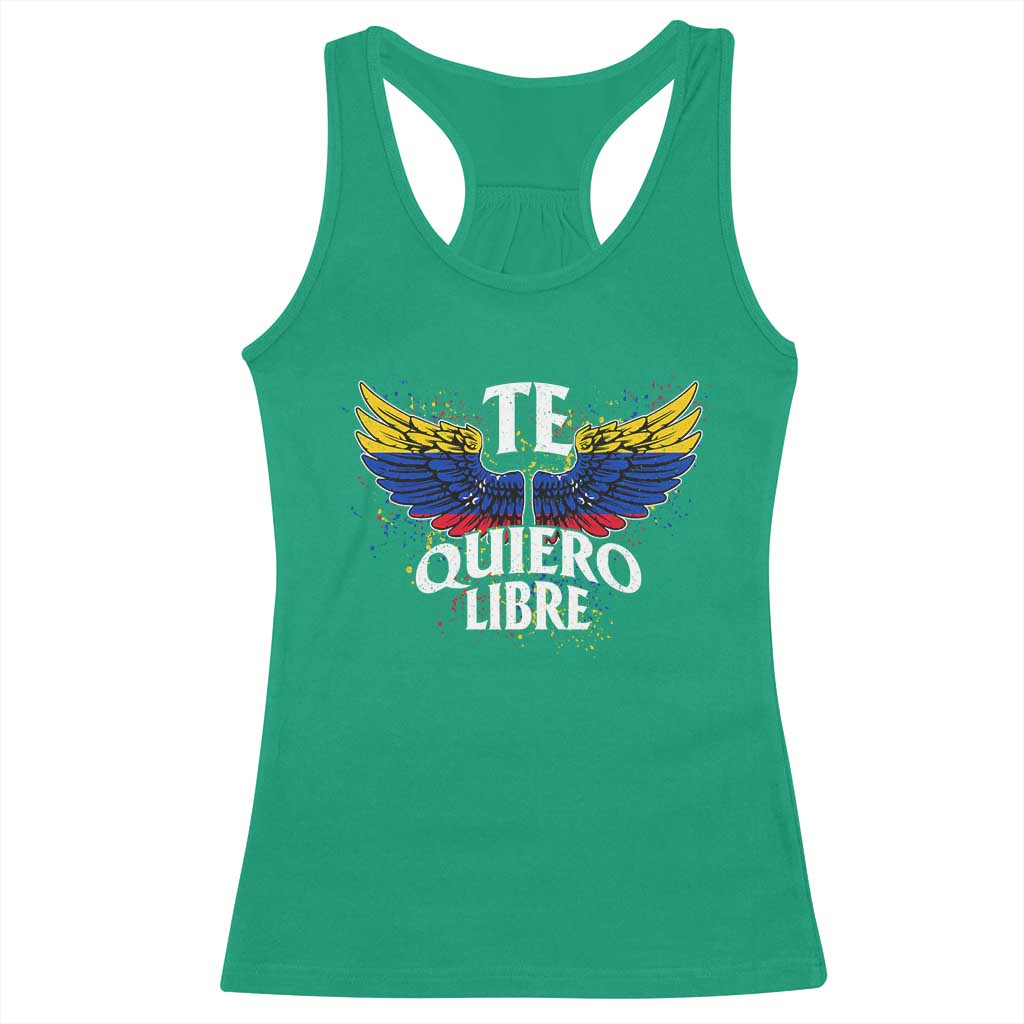 Venezuelan Pride Racerback Tank Top Te Quiero Libre Venezuela Flag Wings - Wonder Print Shop