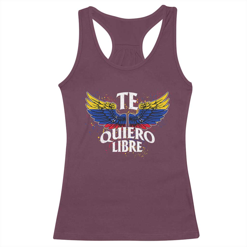 Venezuelan Pride Racerback Tank Top Te Quiero Libre Venezuela Flag Wings - Wonder Print Shop