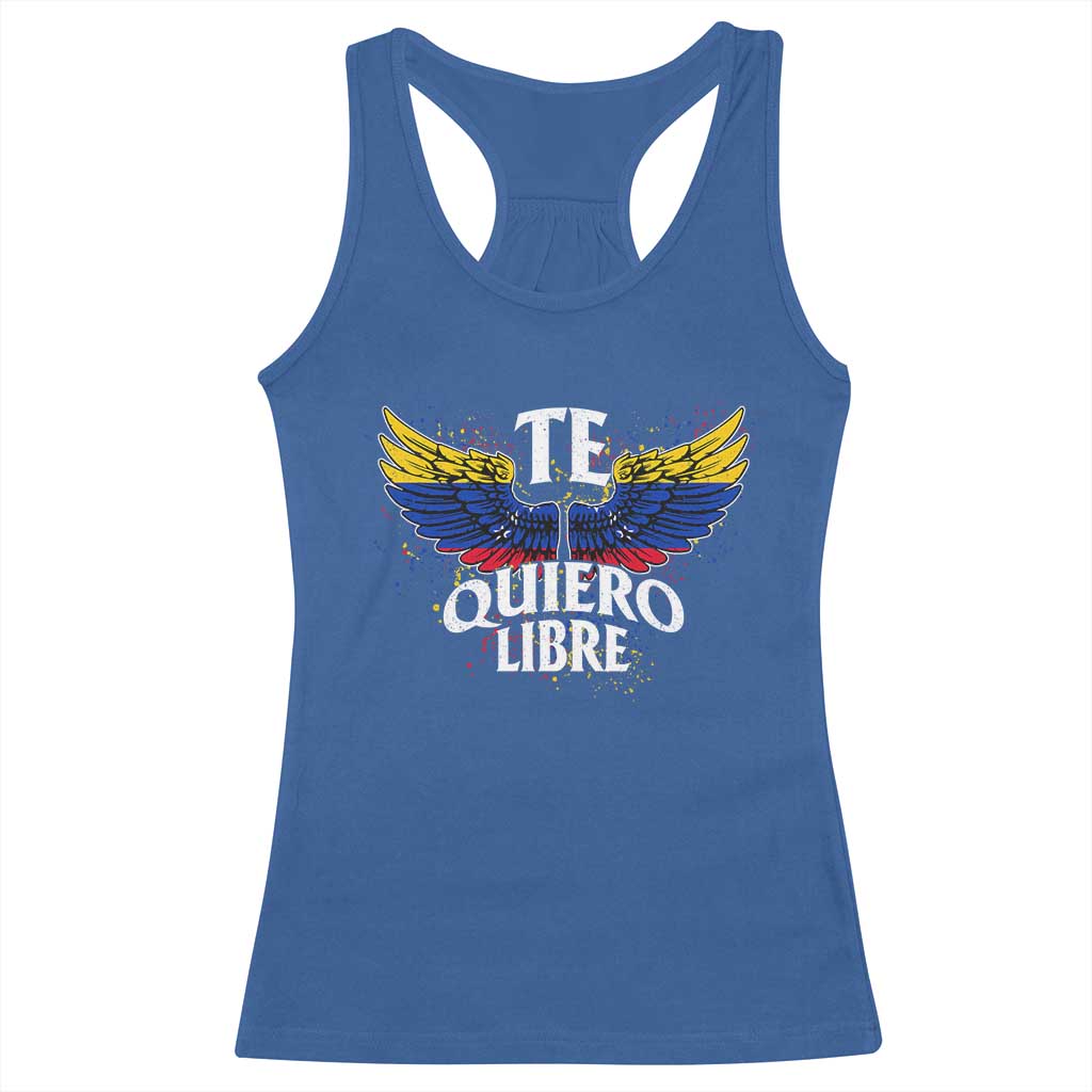 Venezuelan Pride Racerback Tank Top Te Quiero Libre Venezuela Flag Wings - Wonder Print Shop