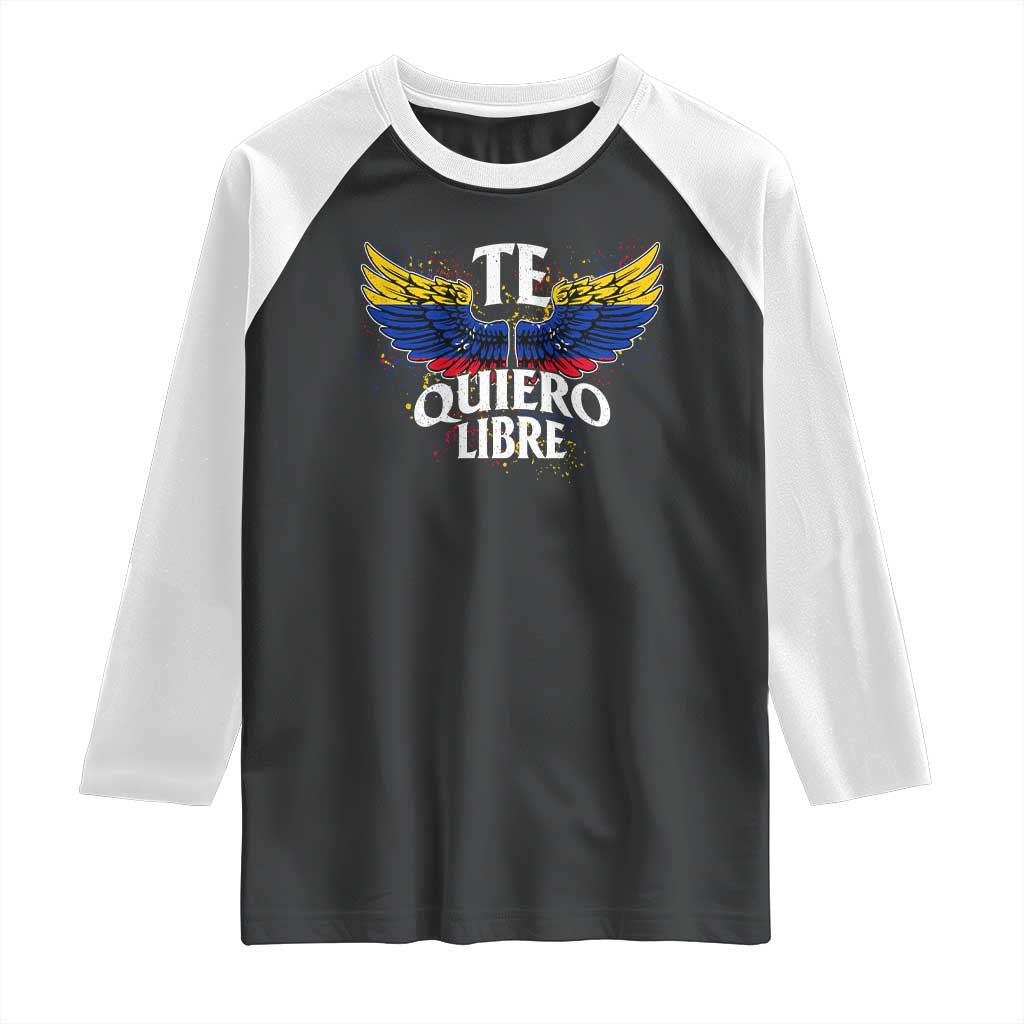 Venezuelan Pride Raglan Shirt Te Quiero Libre Venezuela Flag Wings - Wonder Print Shop