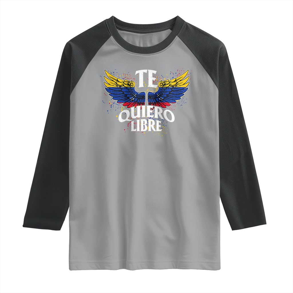 Venezuelan Pride Raglan Shirt Te Quiero Libre Venezuela Flag Wings - Wonder Print Shop
