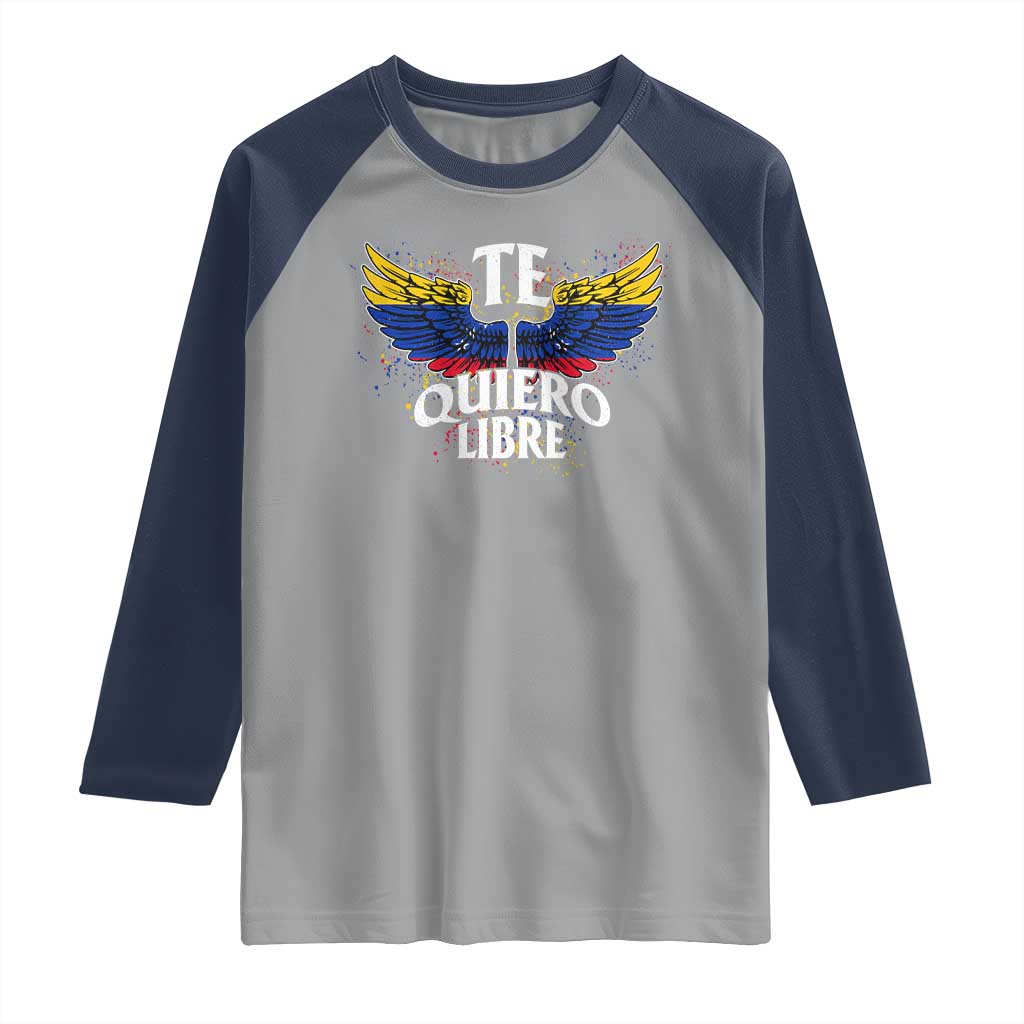 Venezuelan Pride Raglan Shirt Te Quiero Libre Venezuela Flag Wings - Wonder Print Shop