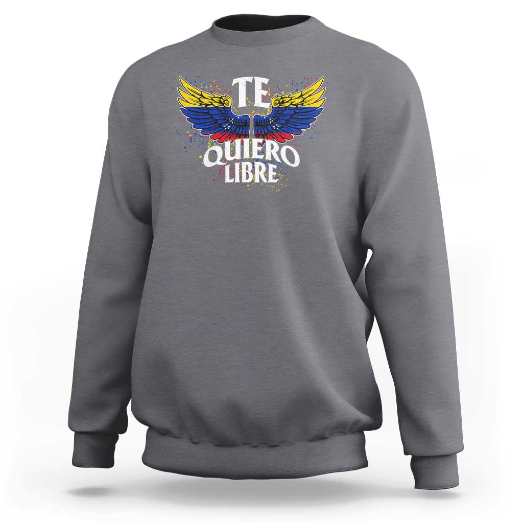 Venezuelan Pride Sweatshirt Te Quiero Libre Venezuela Flag Wings - Wonder Print Shop