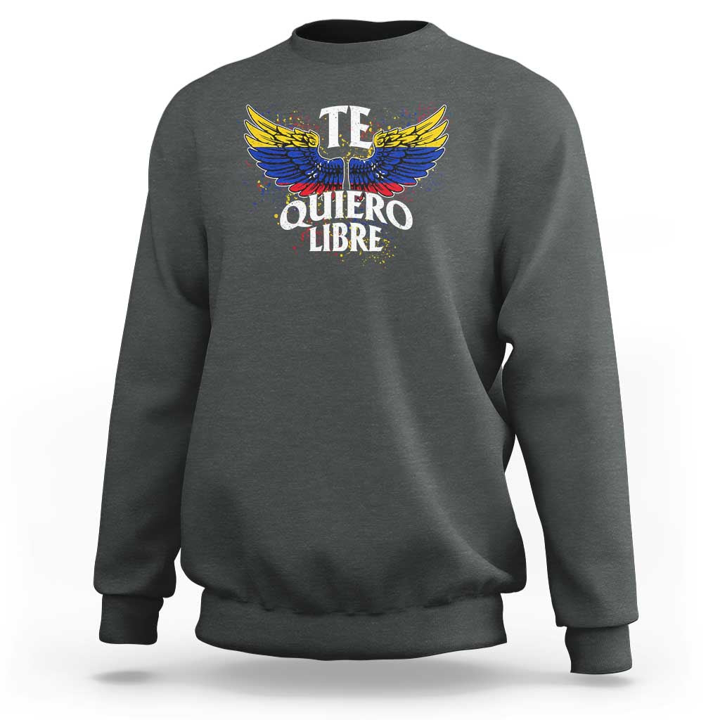 Venezuelan Pride Sweatshirt Te Quiero Libre Venezuela Flag Wings - Wonder Print Shop