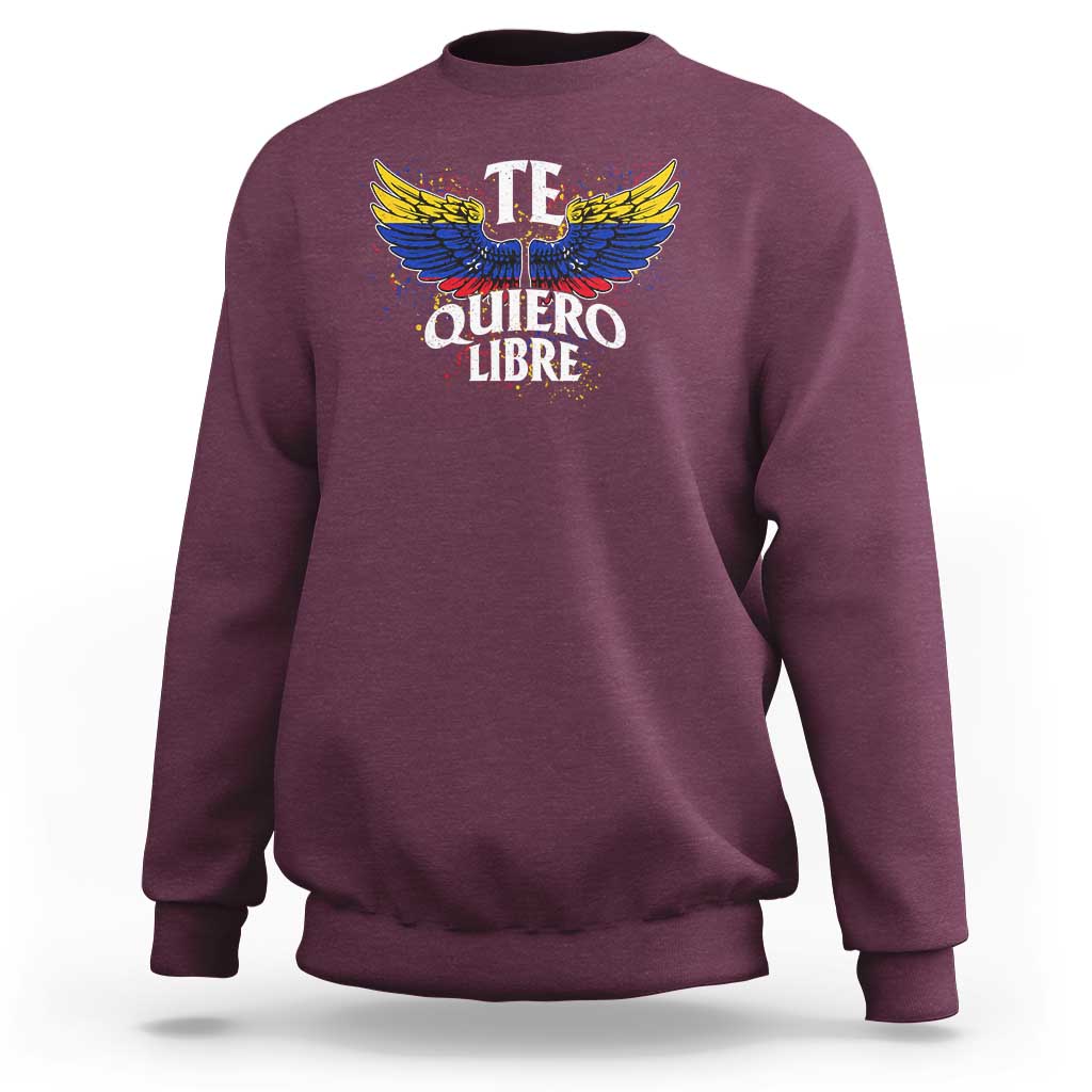 Venezuelan Pride Sweatshirt Te Quiero Libre Venezuela Flag Wings - Wonder Print Shop