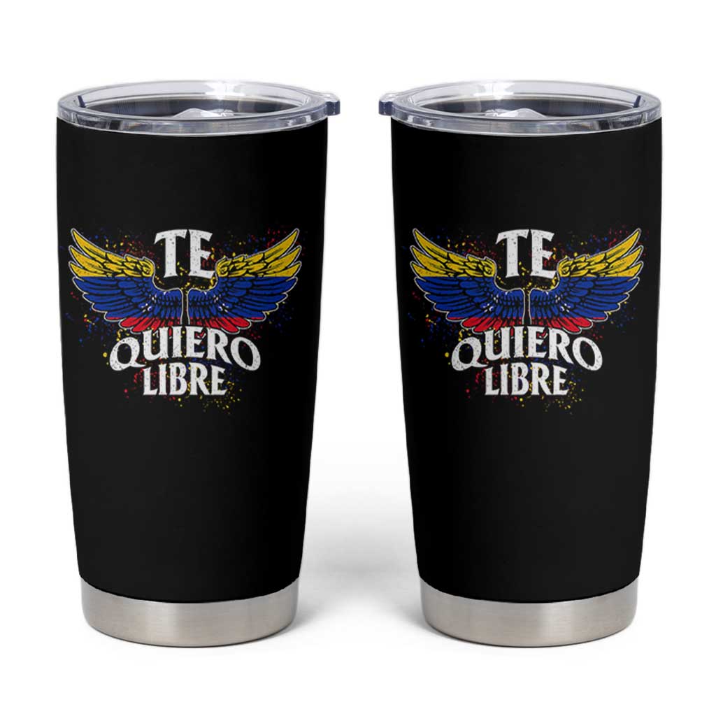 Venezuelan Pride Tumbler Cup Te Quiero Libre Venezuela Flag Wings - Wonder Print Shop