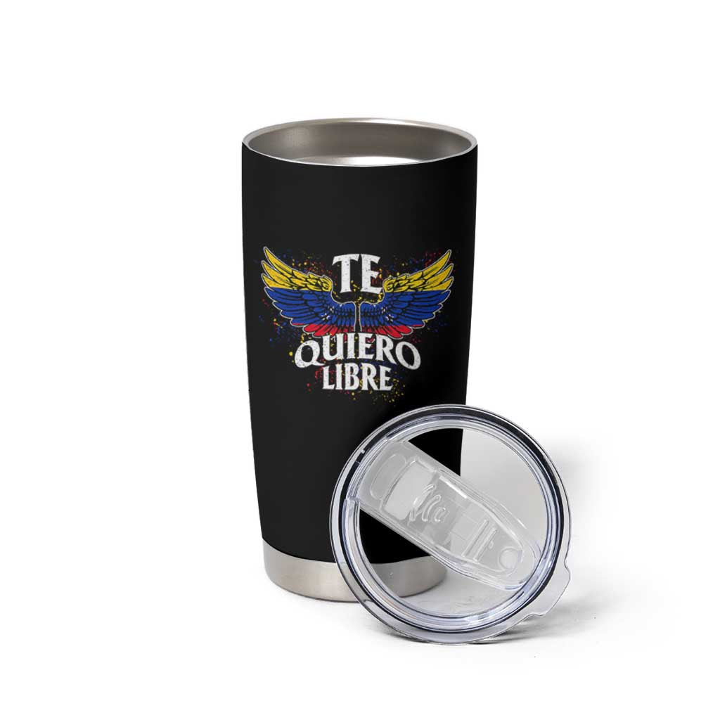 Venezuelan Pride Tumbler Cup Te Quiero Libre Venezuela Flag Wings - Wonder Print Shop