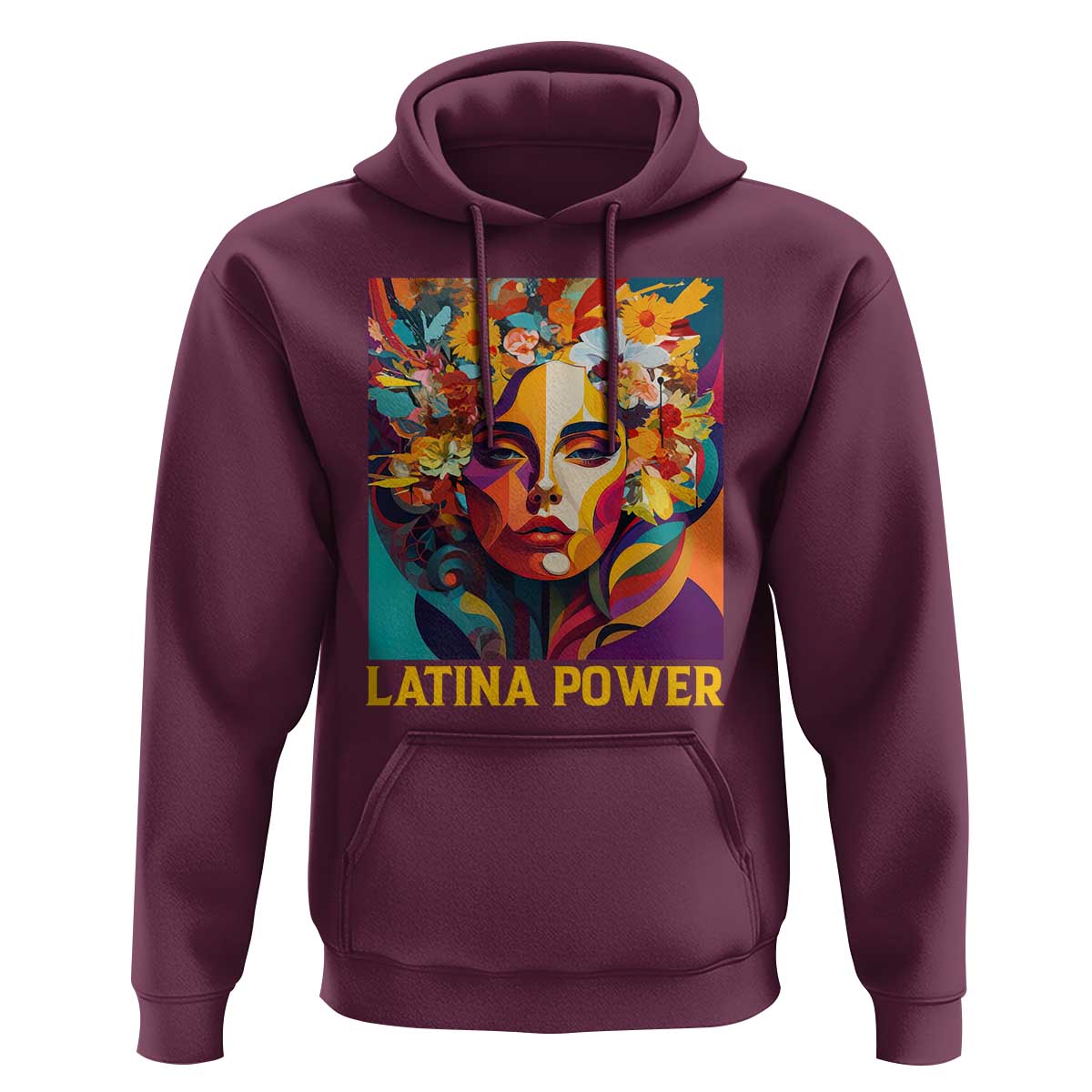 Latina Power Hoodie Hispanic Heritage Month Women Flowers Geometric Painting - Wonder Print Shop