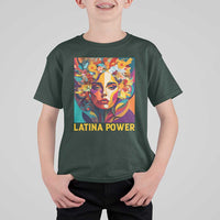 Latina Power T Shirt For Kid Hispanic Heritage Month Women Flowers Geometric Painting - Wonder Print Shop