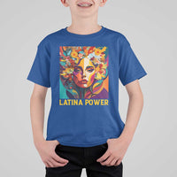 Latina Power T Shirt For Kid Hispanic Heritage Month Women Flowers Geometric Painting - Wonder Print Shop
