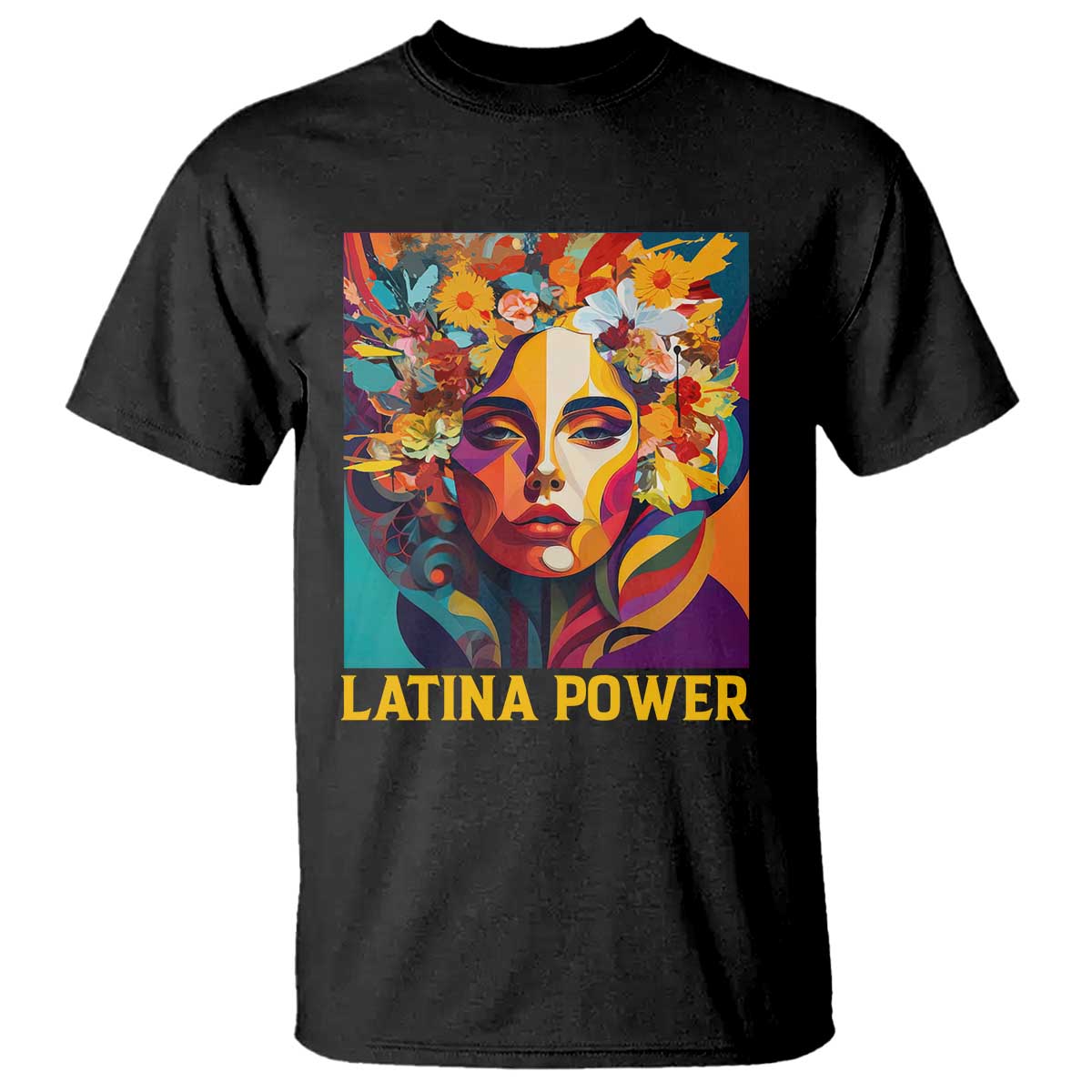 Latina Power T Shirt Hispanic Heritage Month Women Flowers Geometric Painting - Wonder Print Shop